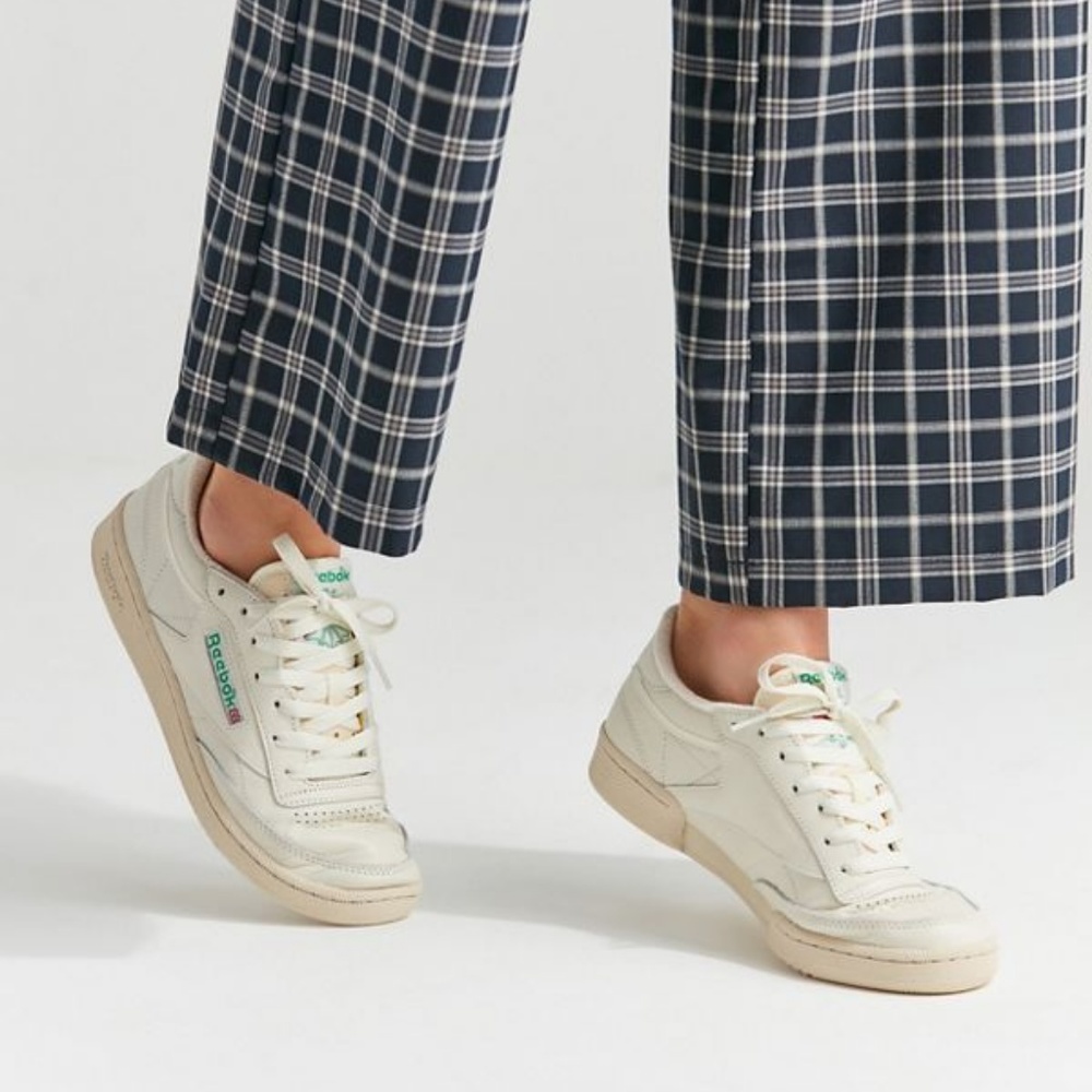 Cream & green Reebok classic club c 85 size 9.5